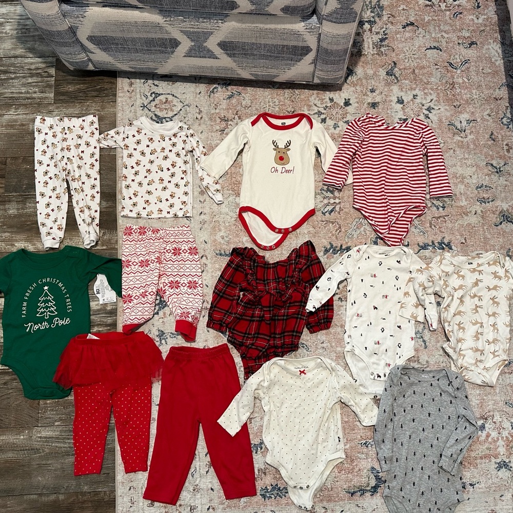 Girls Christmas Lot size 6-9 and 12 months